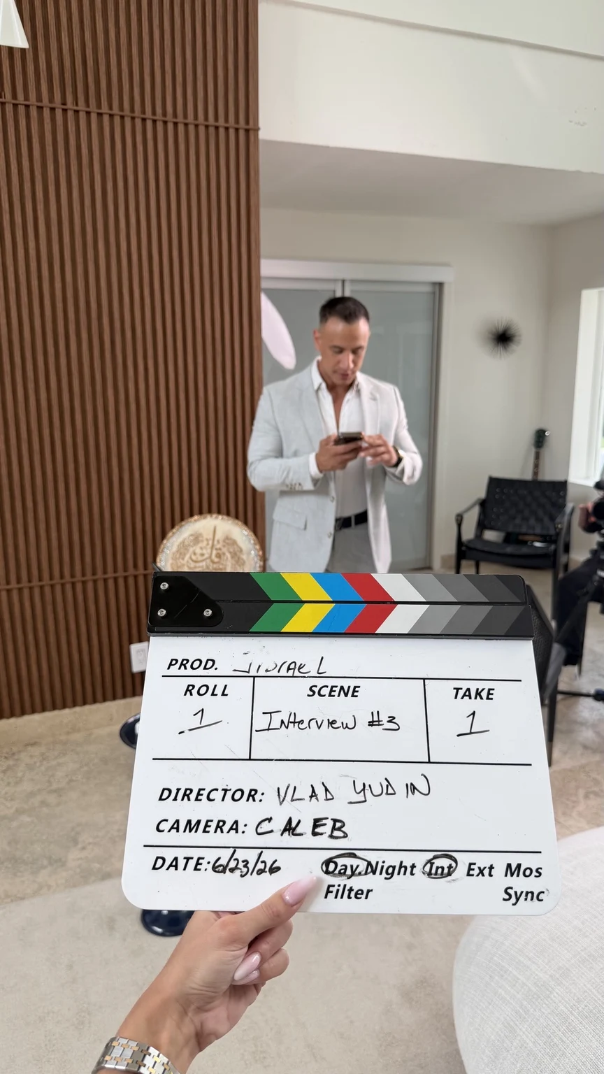 Behind the scenes with Jibrael Hindi on a filmed set